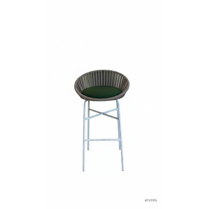 Tabouret haut en forme de coque avec piètement droit, modèle Bloom