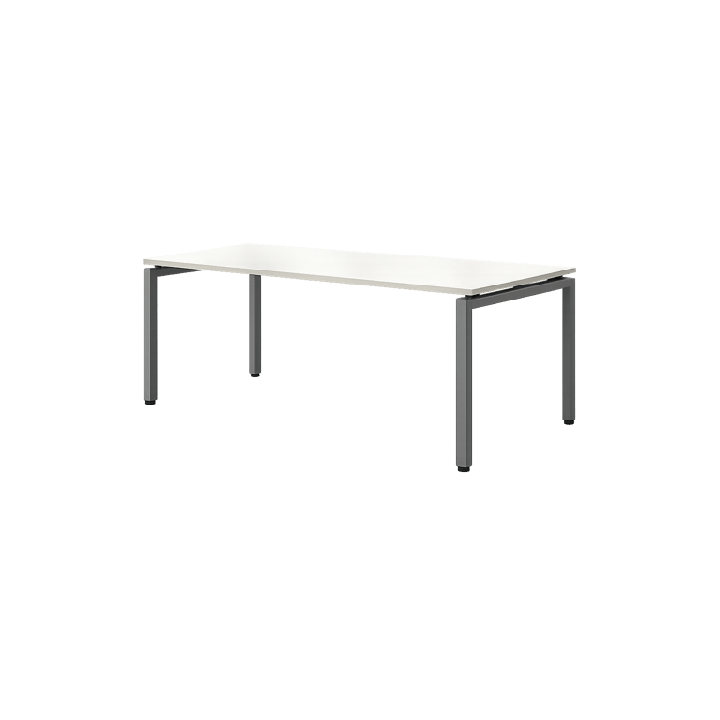 Bureau droit blanc pied gris 160-80