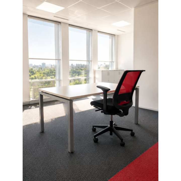 Bureau droit blanc pied gris 160-80