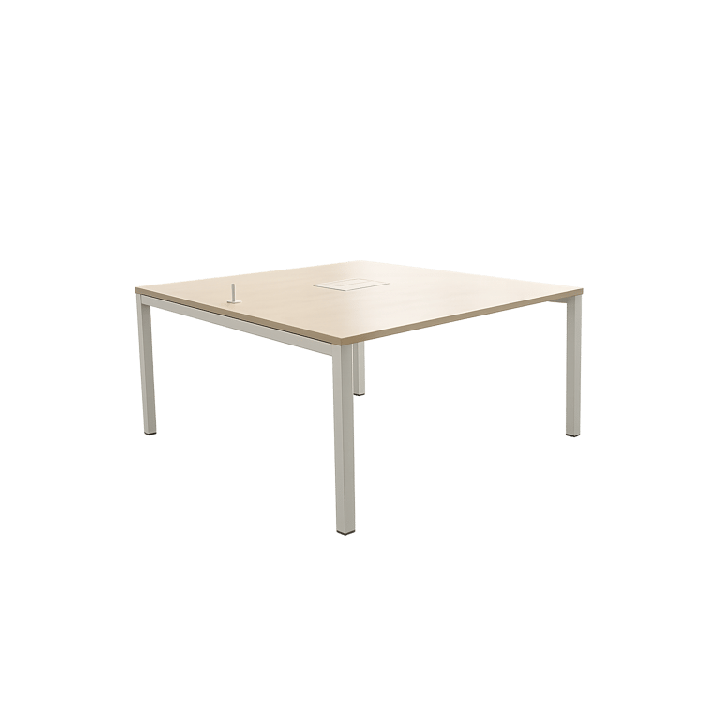 Bench 2 places - plateau bois pieds blanc