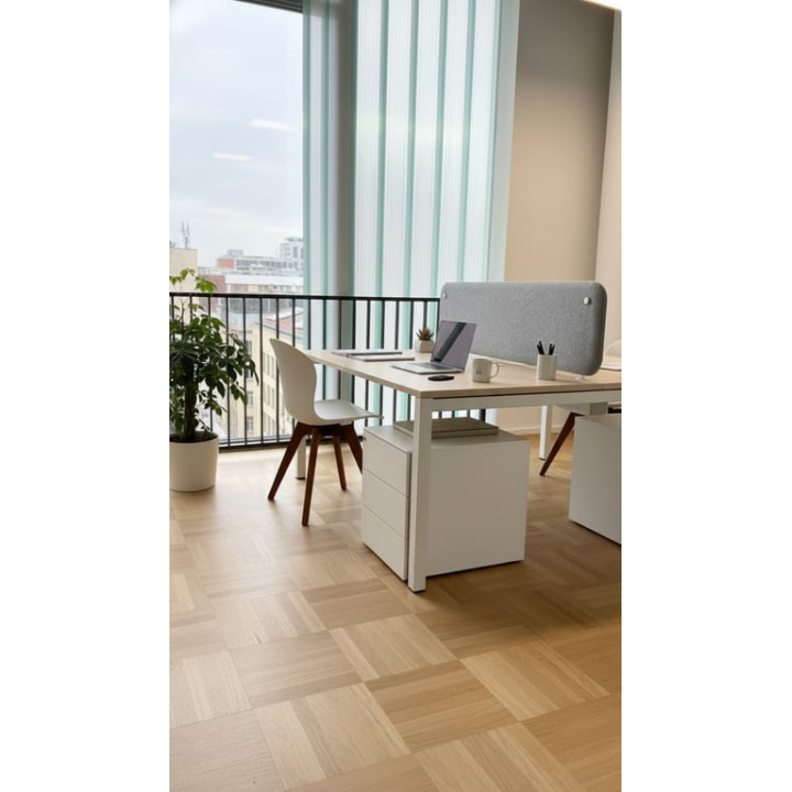 Bench 2 places - plateau bois pieds blanc