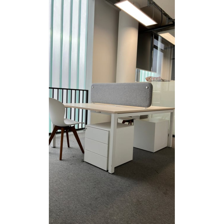 Bench 2 places - plateau bois pieds blanc
