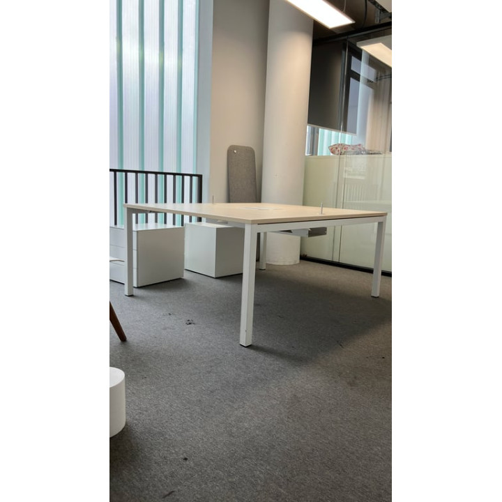 Bench 2 places - plateau bois pieds blanc