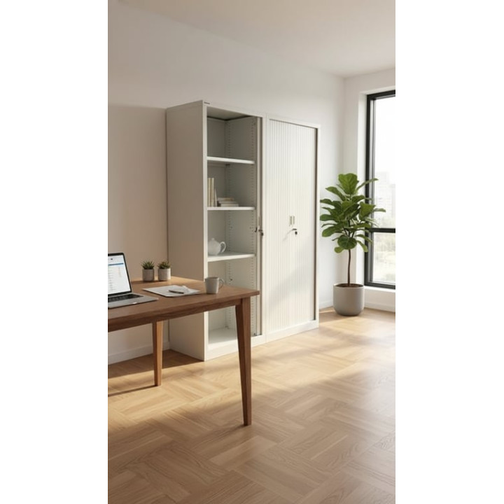 Armoire haute avec portes coulissantes et fermeture à clé