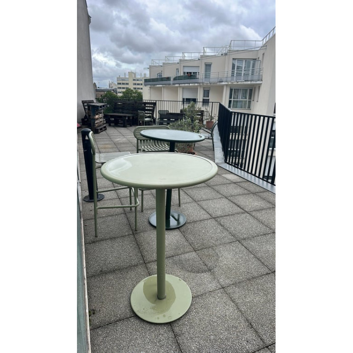 Table haute ronde 70x70 en métal vert
