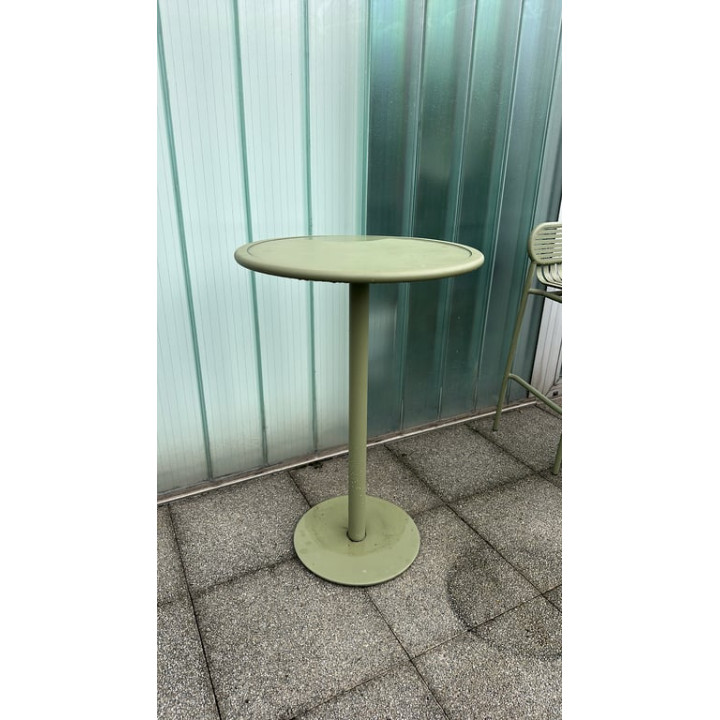 Table haute ronde 70x70 en métal vert