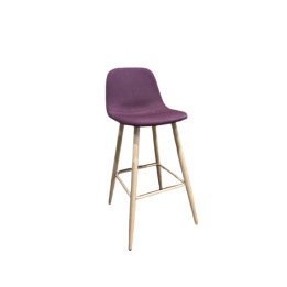 Tabouret haut en bois et tissu violet