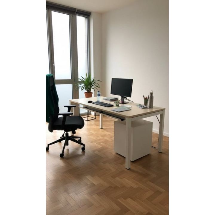 Bureau droit 160x80 - Mélaminé Chêne clair