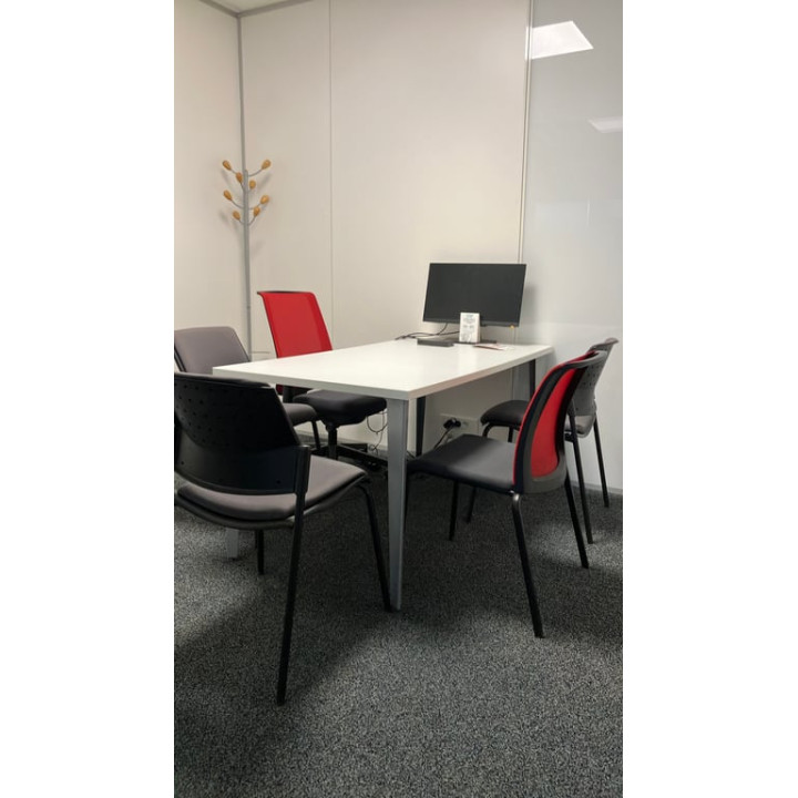 Bureau droit blanc pied gris 160-80
