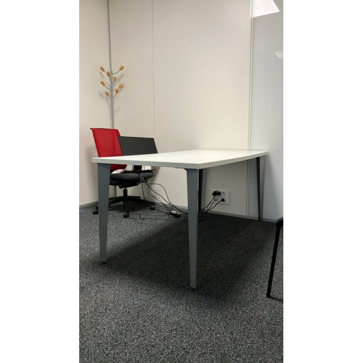 Bureau droit blanc pied gris 160-80