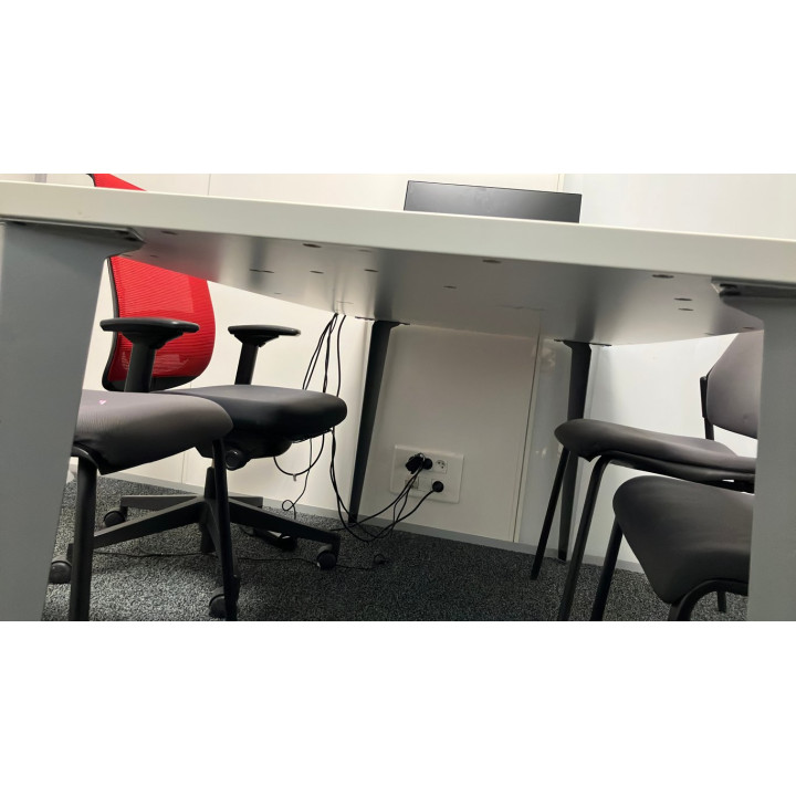 Bureau droit blanc pied gris 160-80