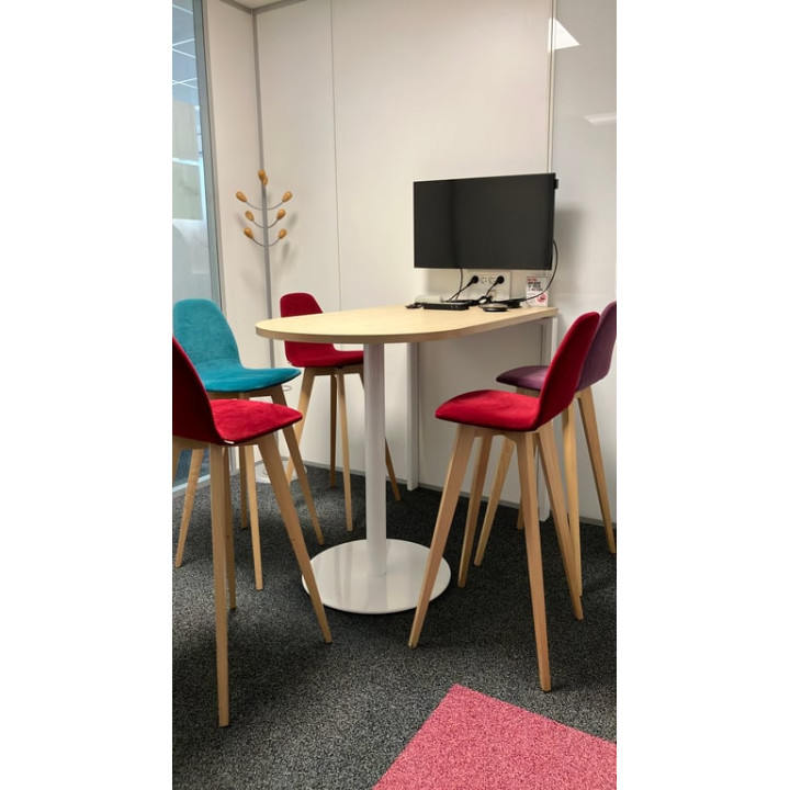Demi lune - Table haute en bois avec pieds en métal
