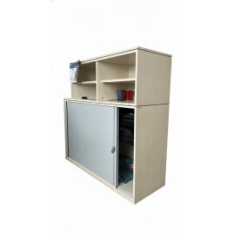 Armoire basse à portes coulissantes avec 5 étagères