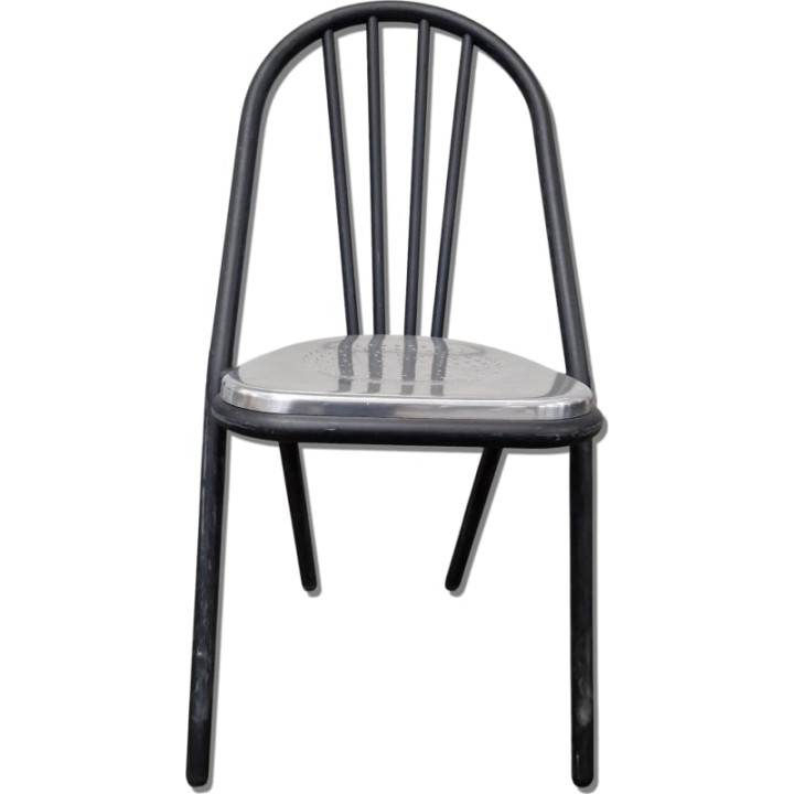 Chaise Métallique Empilable Noir et Chromé