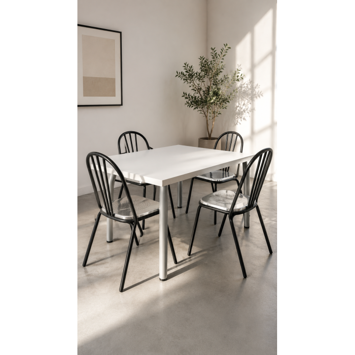 Chaise Métallique Empilable Noir et Chromé