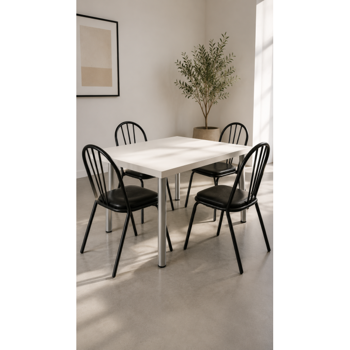 Chaise Métal et Cuir Noir