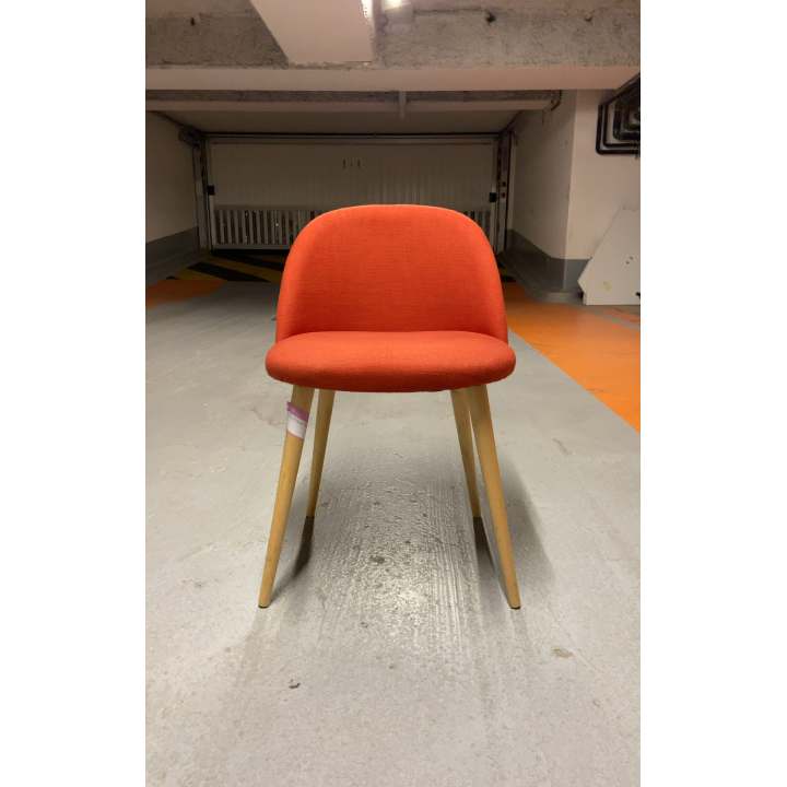 Chaise Tissu Rouge Pieds Bois