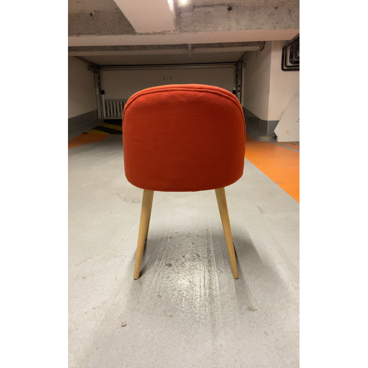Chaise Tissu Rouge Pieds Bois