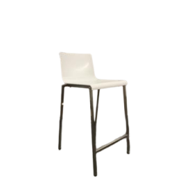 Chaise haute blanche en plastique et métal