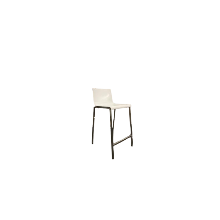 Chaise haute blanche en plastique et métal