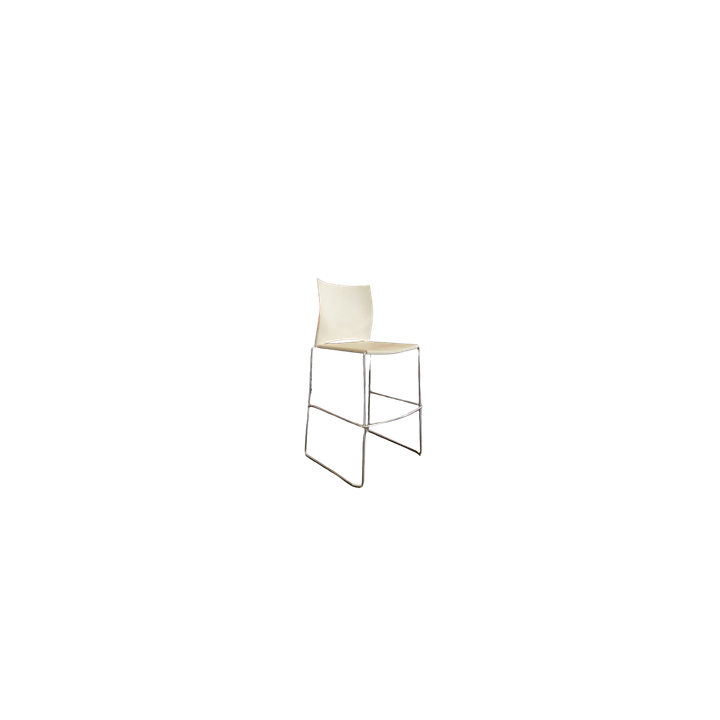 Chaise haute blanche sans accoudoirs plastique avec piètement métal