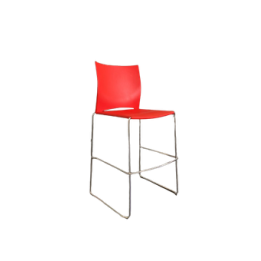 Chaise haute rouge en plastique et piètement métal