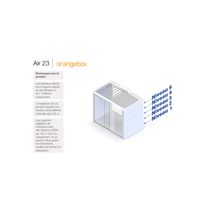 Cabine acoustique 2-3 OrangeBox Air 23 Vert d'eau