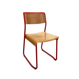 Chaise Bois et Métal Rouge