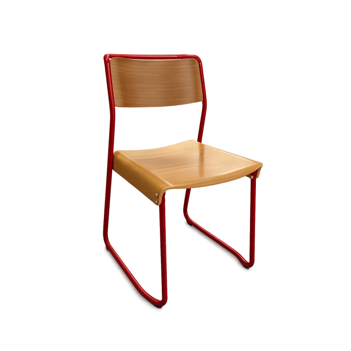Chaise Bois et Métal Rouge