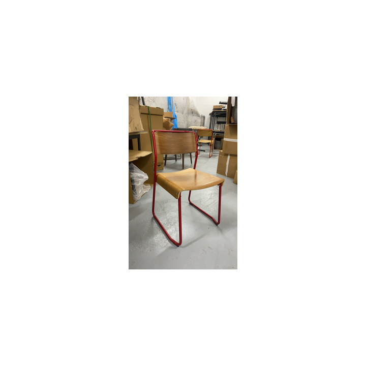 Chaise Bois et Métal Rouge