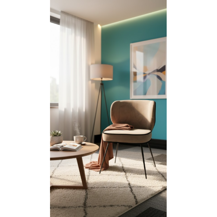 Fauteuil en velours avec pieds en métal