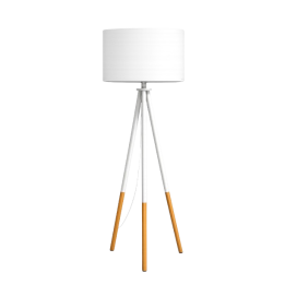 Luminaire sur pied en bois et métal