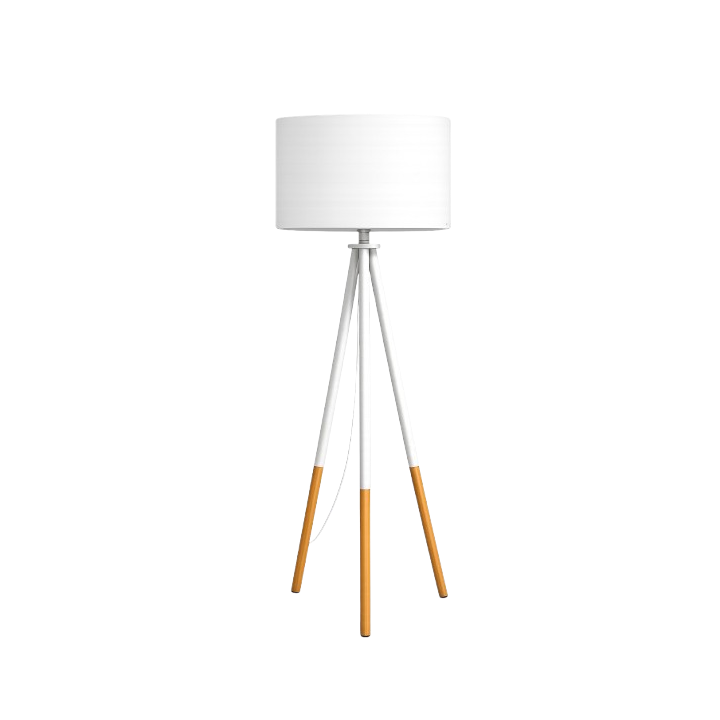 Luminaire sur pied en bois et métal
