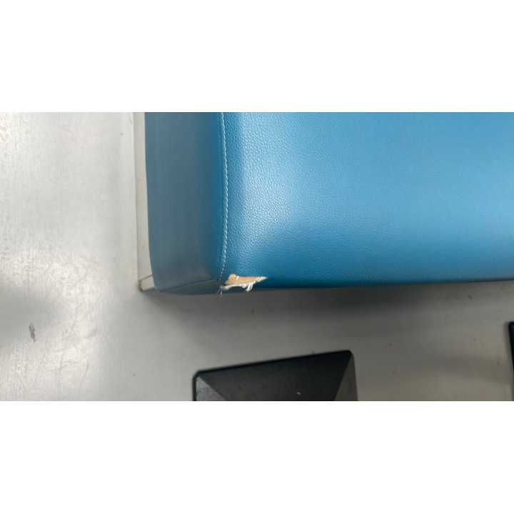 Banc en cuir bleu et métal