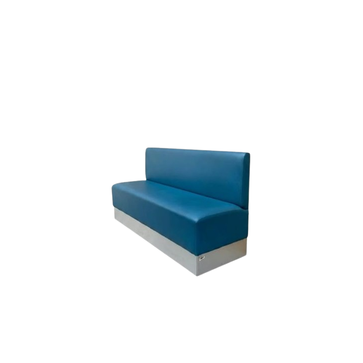 Banc en cuir Havelock Blue avec pieds en métal greychrome