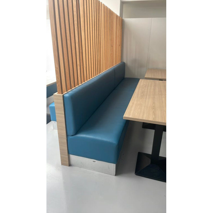 Banc en cuir Havelock Blue avec pieds en métal greychrome