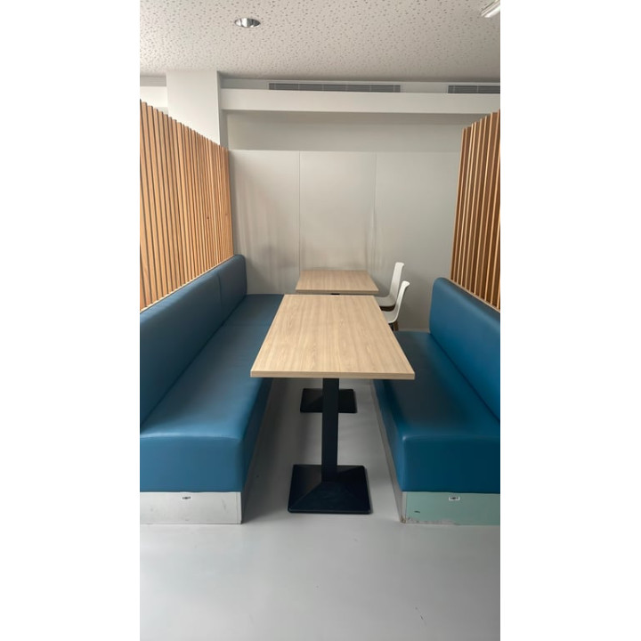 Banc en cuir Havelock Blue avec pieds en métal greychrome