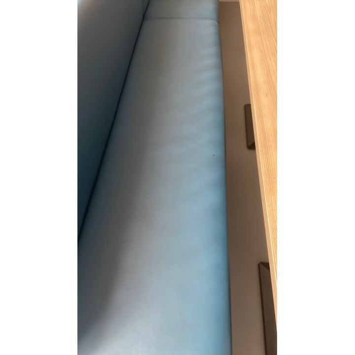 Banc en cuir Havelock Blue avec pieds en métal greychrome