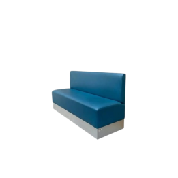 Banc en cuir bleu avec pieds métalliques