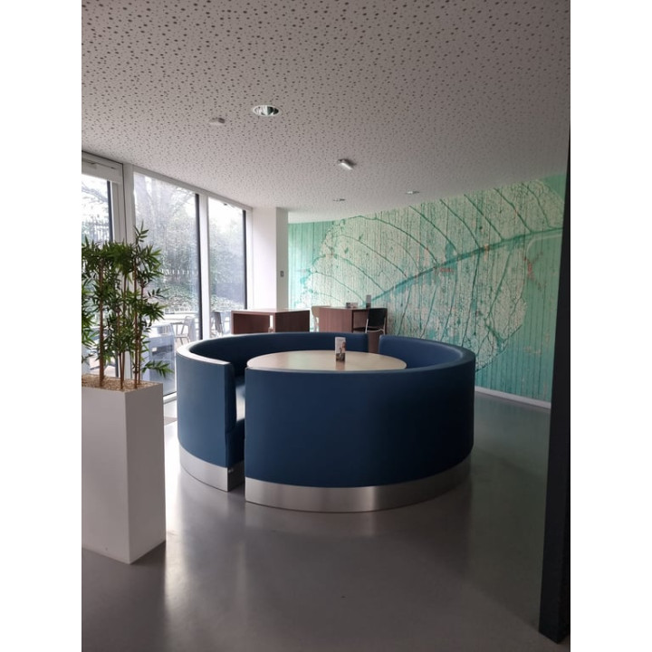 Banc en cuir et métal avec assise et dossier couleur Bismark
