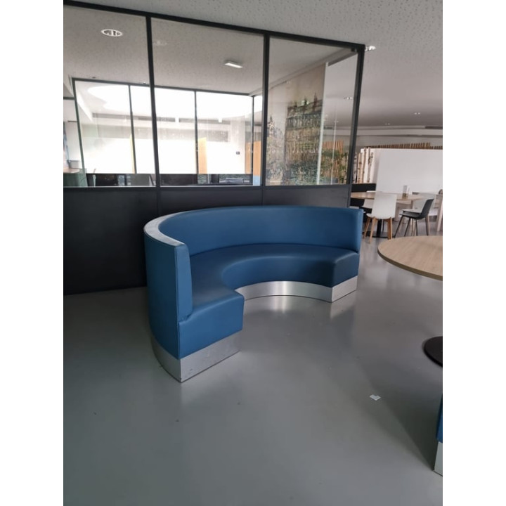 Banc en cuir et métal avec assise et dossier couleur Bismark