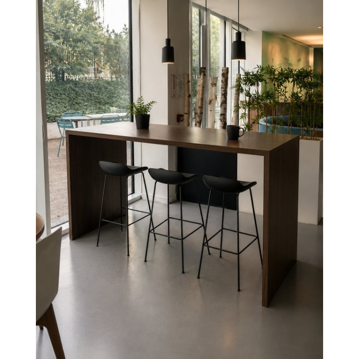Table haute rectangulaire en chêne foncé