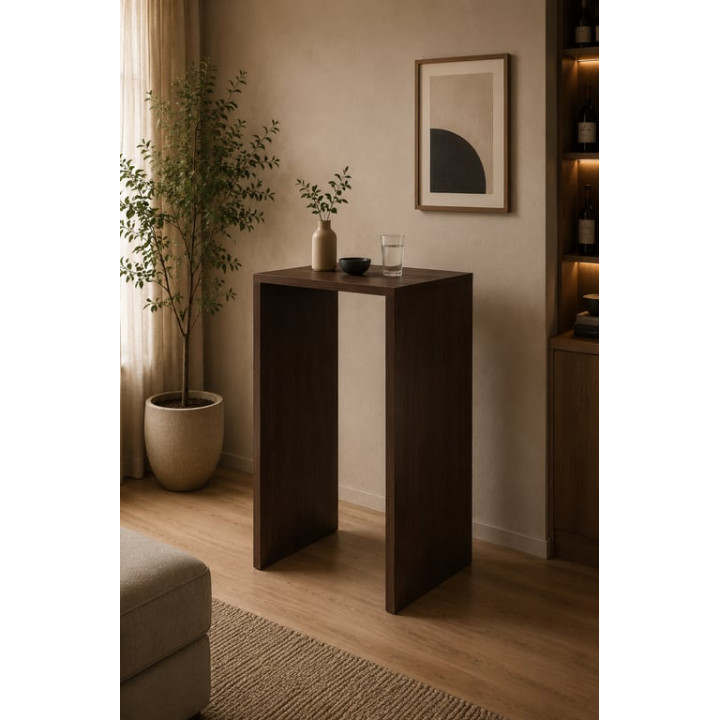 Table haute rectangulaire en bois mélaminé