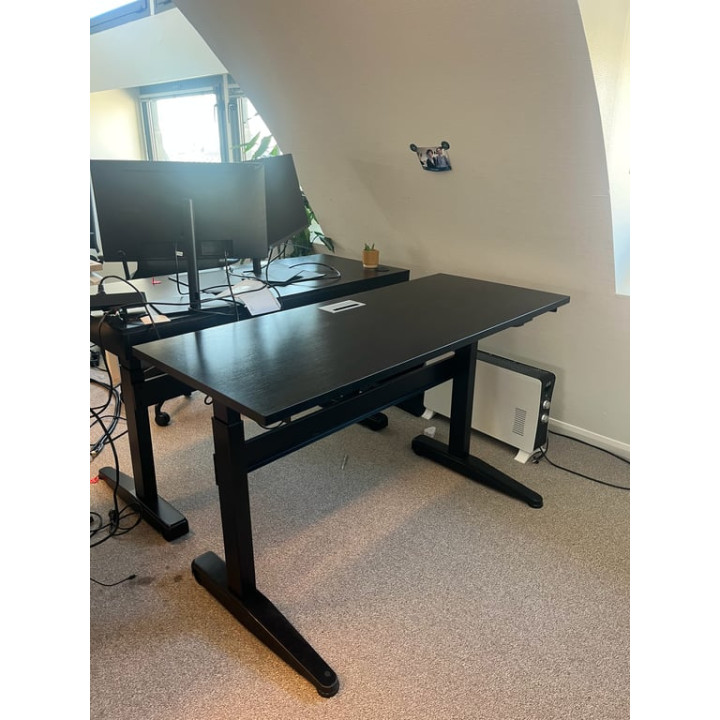 Bureau réglable 140x60 cm en Bois Wenge et Métal Noir