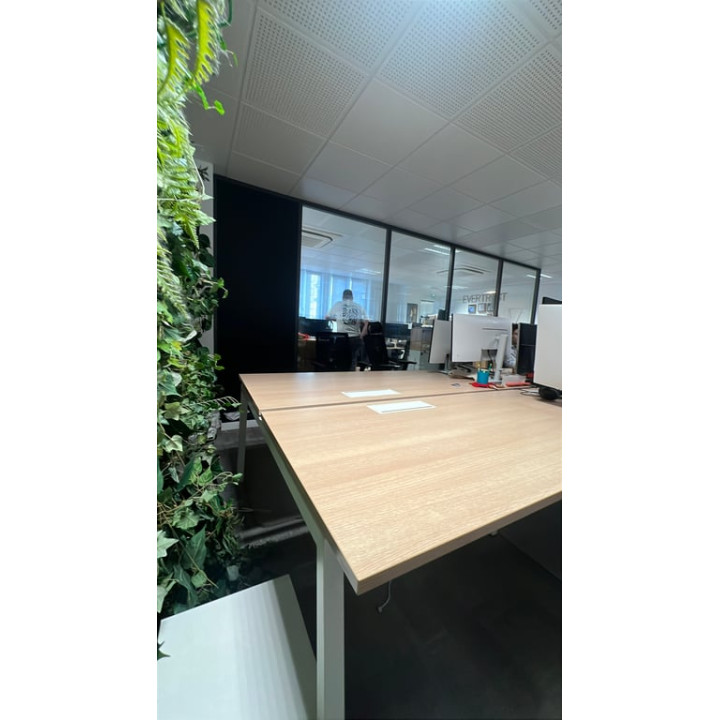 Bureau multiposte 4 postes en bois mélaminé et métal