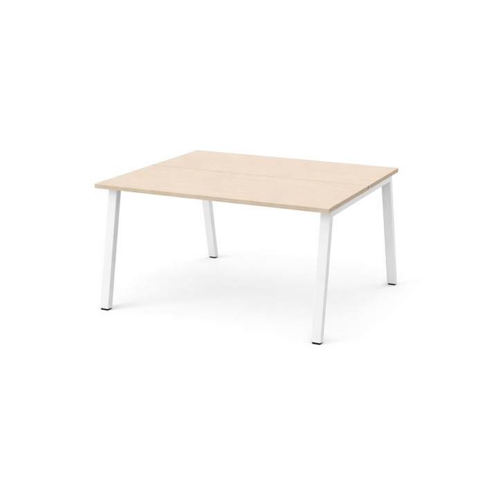 Bureau multiposte en bois mélaminé avec pieds métalliques
