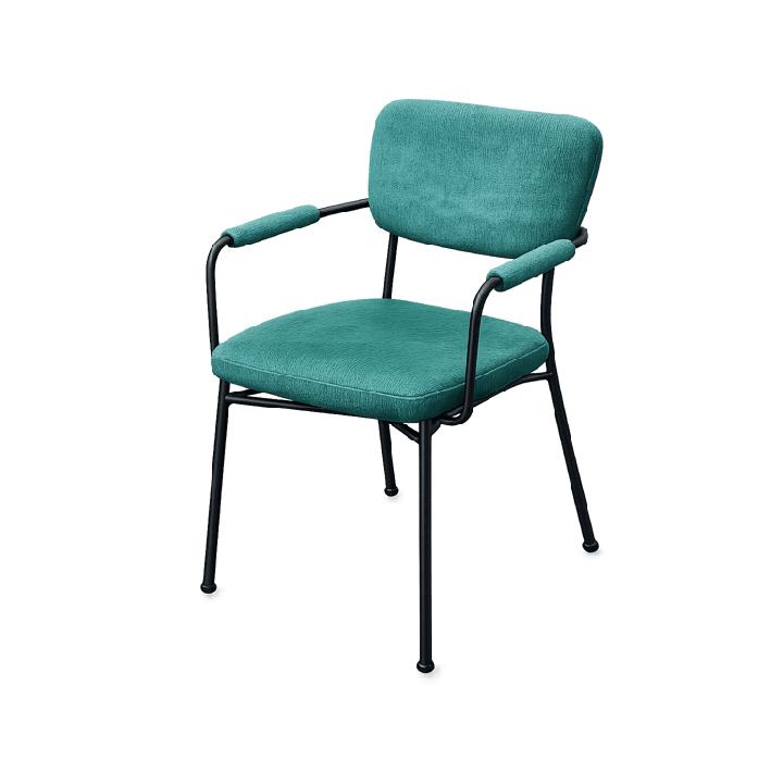 Chaise de réunion avec accoudoirs, dossier plein et piètement droit