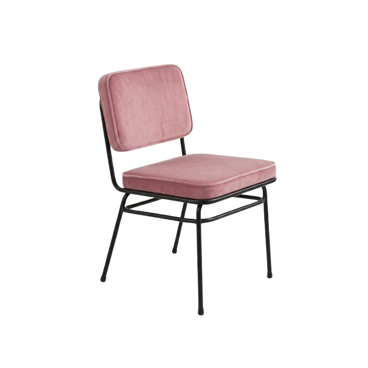 Fauteuil en Métal et Tissu Rose