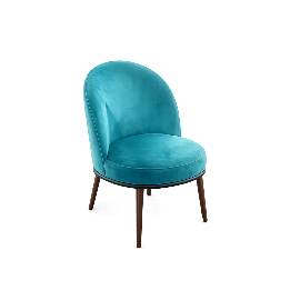 Fauteuil en Velours Bleu Marine avec Pieds en Bois