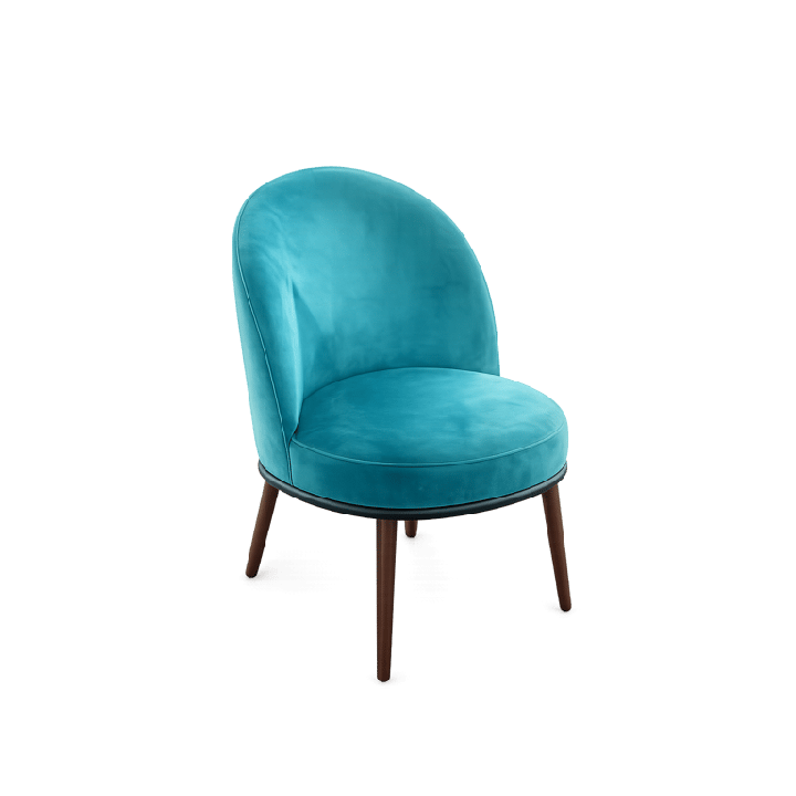 Fauteuil en Velours Bleu Marine avec Pieds en Bois